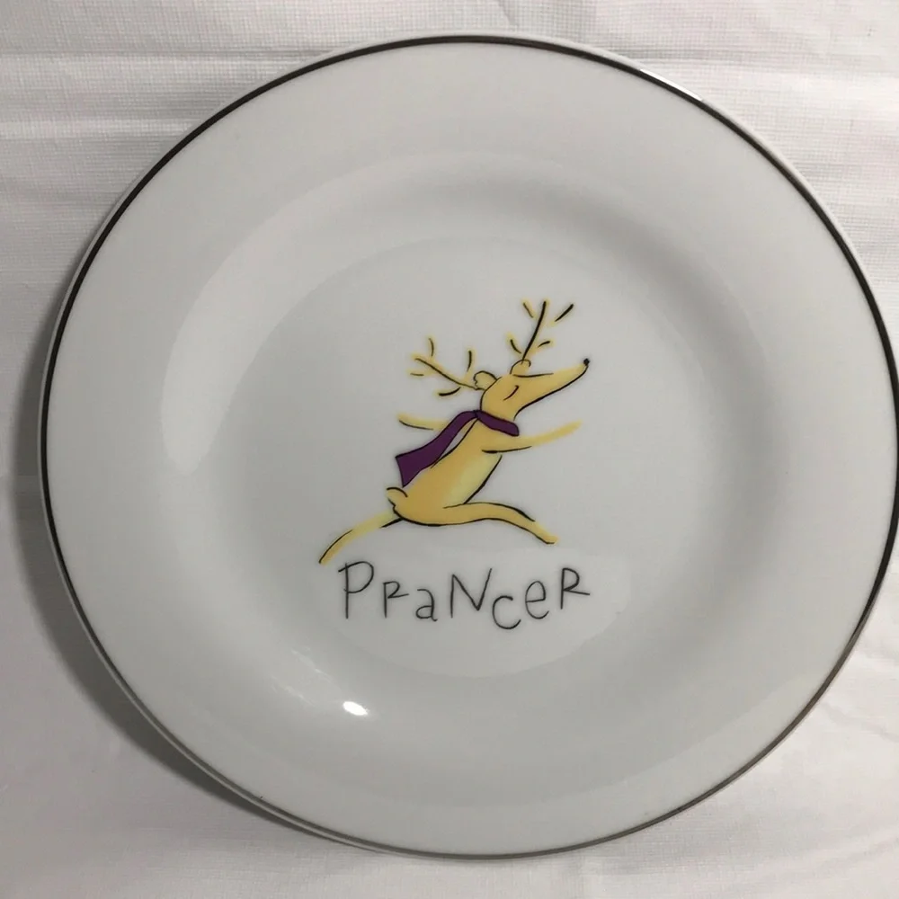 Pottery Barn Retired Reindeer Prancer Luncheon Salad Dessert Plate 8 1/2”